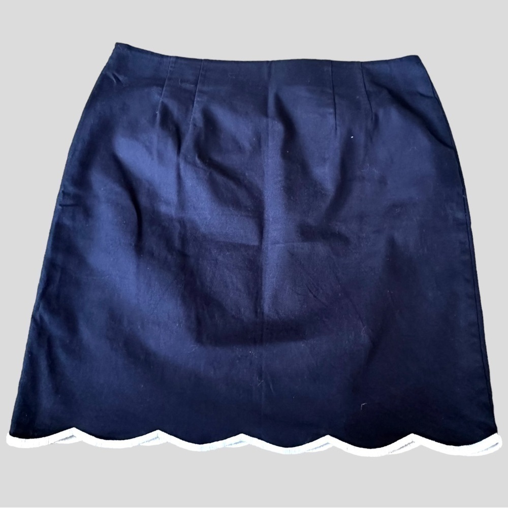 Talbots scalloped hem A-Line navy and white skirt size 8 NWOT office car… - Picture 3 of 5